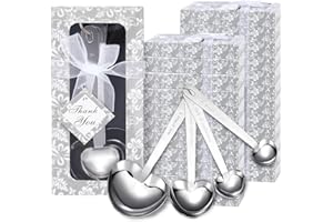 50 Packs Heart Shaped Measuring Spoons, Stainless Steel Measure Spoons Set, Baby Shower Favors For Guests Bridal Shower Party