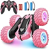 Remote Control Car, 2.4GHz RC Stunt Car, Double Sided 360° Rotating RC Cars with LED Headlight & LED Wheel, High Speed Off Road RC Crawler Xmas Gift for 3 4 5 6 7 8-12 Year Old Girls Toys (Pink)