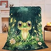 Frog Blanket Cute Frogs Fleece Throw Blankets Fuzzy Plush Super Soft Cozy Warm Cute Frog Decor Stuff Bedding Blanket Gifts for Boys Girls Kids Adult Men Women 50"X40"