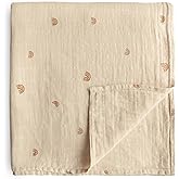mushie Muslin Baby Swaddle Blanket | 100% Organic Cotton (Rainbows)