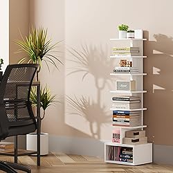 TUTOTAK Narrow Bookshelf, Vertical 8-Tier