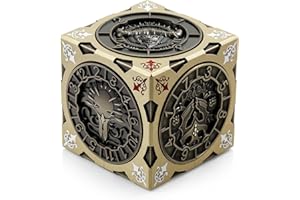 DNDND Brass 7-in-1 Spinner Dice Cube for DND – Premium Metal D&D Dice Set with Gift Box for Dungeons and Dragons, Ideal Collector's Gift for Dungeon Masters (Brass)