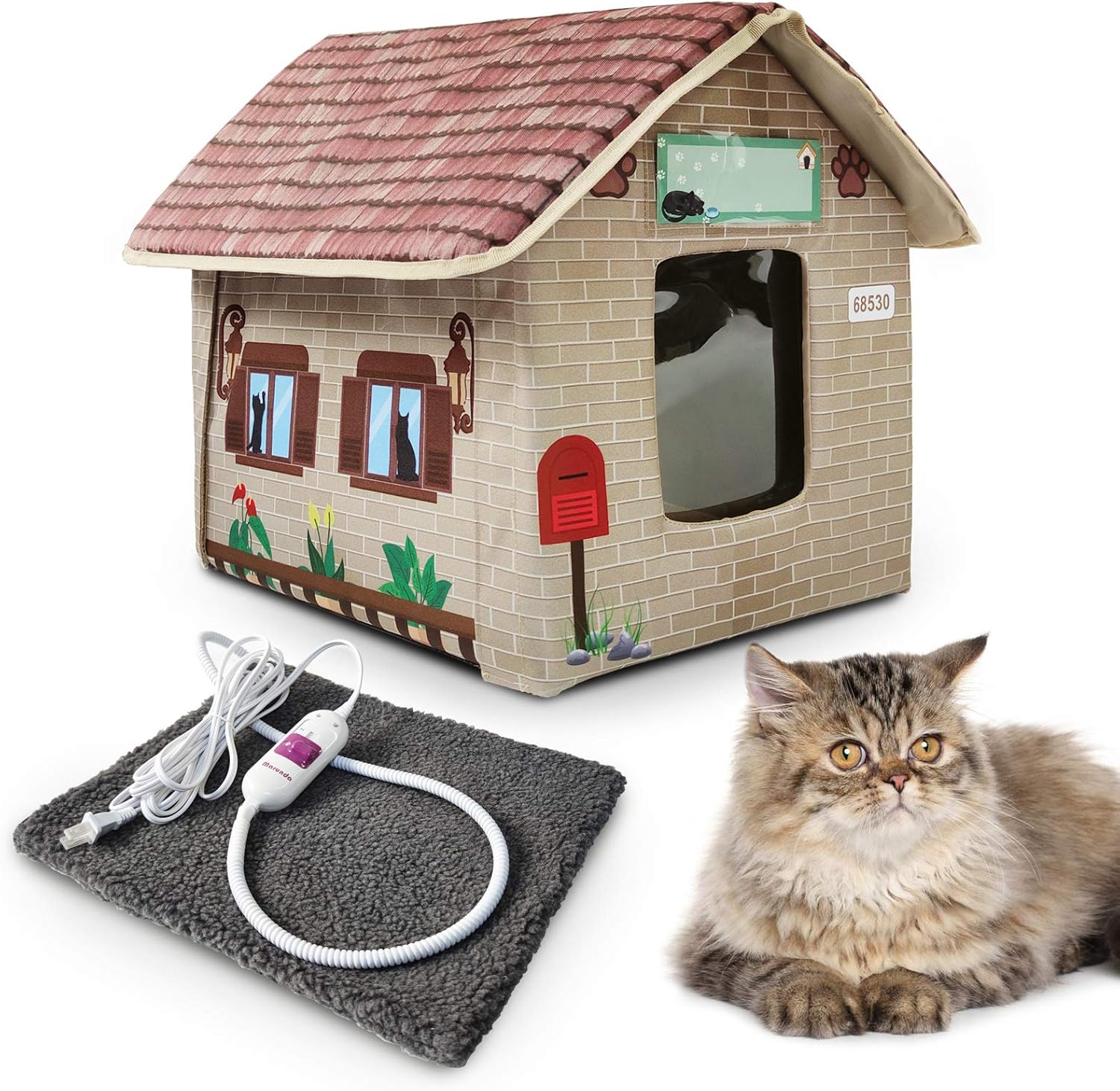 Amazon ペットハウス 猫ホーム 冬の暖かい家 ドーム型 ペット用ホットカーペット付き 底部防水 滑り止 寒さ対策 防寒 ぐっすり眠れる 室内用 猫寝床 猫箱 ウサギ 猫 小動物用 ペット用品 Marunda ハウス 通販
