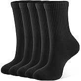 CLOSEMATE Womens Calf Crew Socks Comfortable Soft Cotton and Lightweight 5 Pairs
