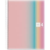 M MiquelRius, Lined 4 Subject Notebook, 11" x 8.5", 120 Perforated Sheets, Colored Sections, 3 Hole Punched,West Bay Design Cardboard Cover
