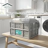 Optimal Products 32L Collapsible Plastic Storage Crates Boxes Stackable Basket view 8