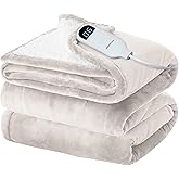 Bedsure Electric Blanket Twin - Soft Flannel Heated Blanket, Fast Heating with 10 Time Settings & 6 Heat Settings, Warm Gift for Grandma (62x84 inches, Cream)