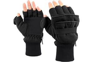 Flammi Men's Convertible Gloves, 3M Thinsulate Thermal Polar Fleece Mittens with Flip-Thumb for Hunting, Hiking, Fishing