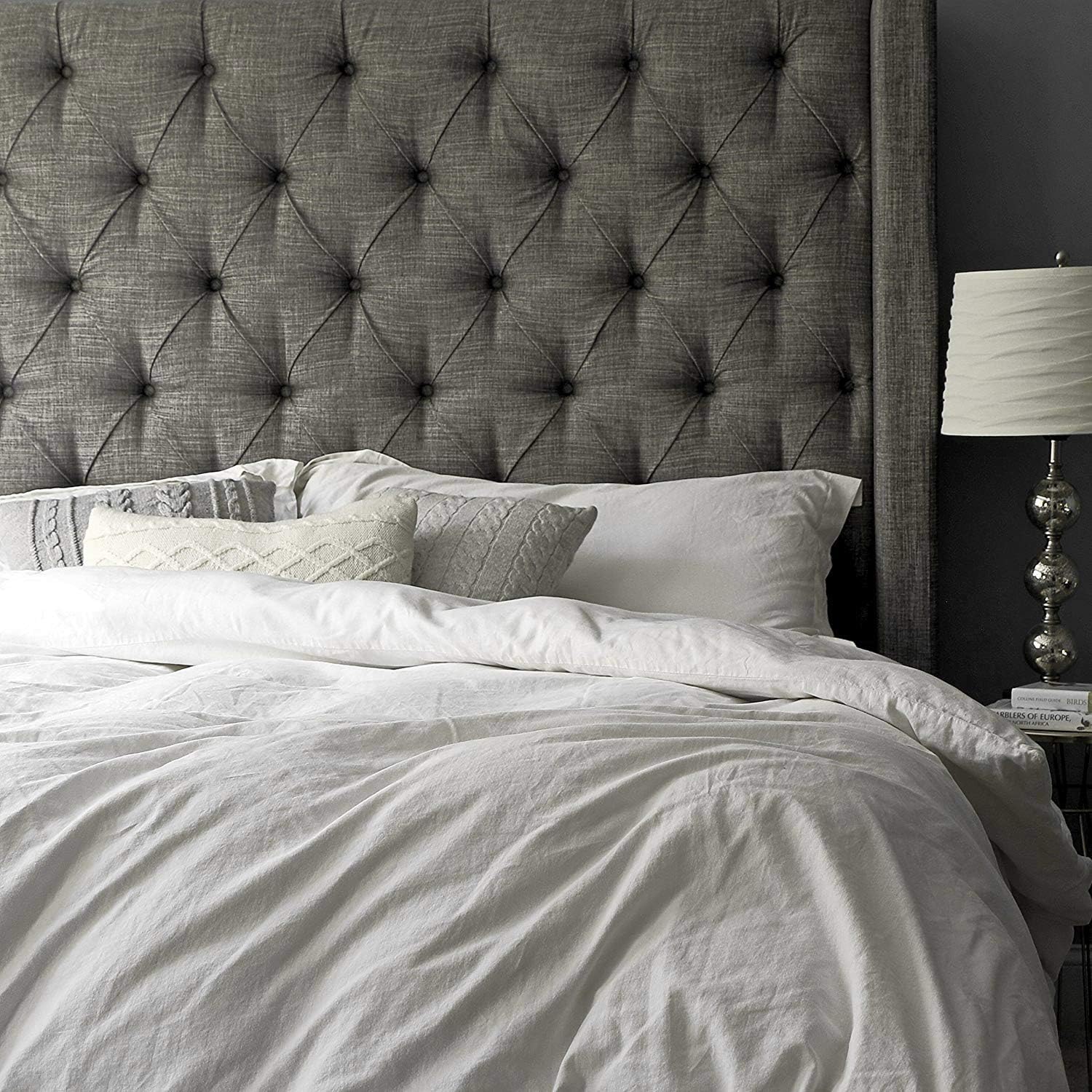 Oasis Fine Linens Vintage Washed Linen Duvet Cover Set (Full/Queen, Cirrus)