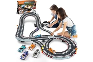 COVSEN Slot Car Race Track Sets - Electric Race Car Track for Kids - RC Race Track with 4 Slot Cars, Dual Racing Track 2 Hand Controller Birthday Gift for Kids 8-12 Year Old Boys