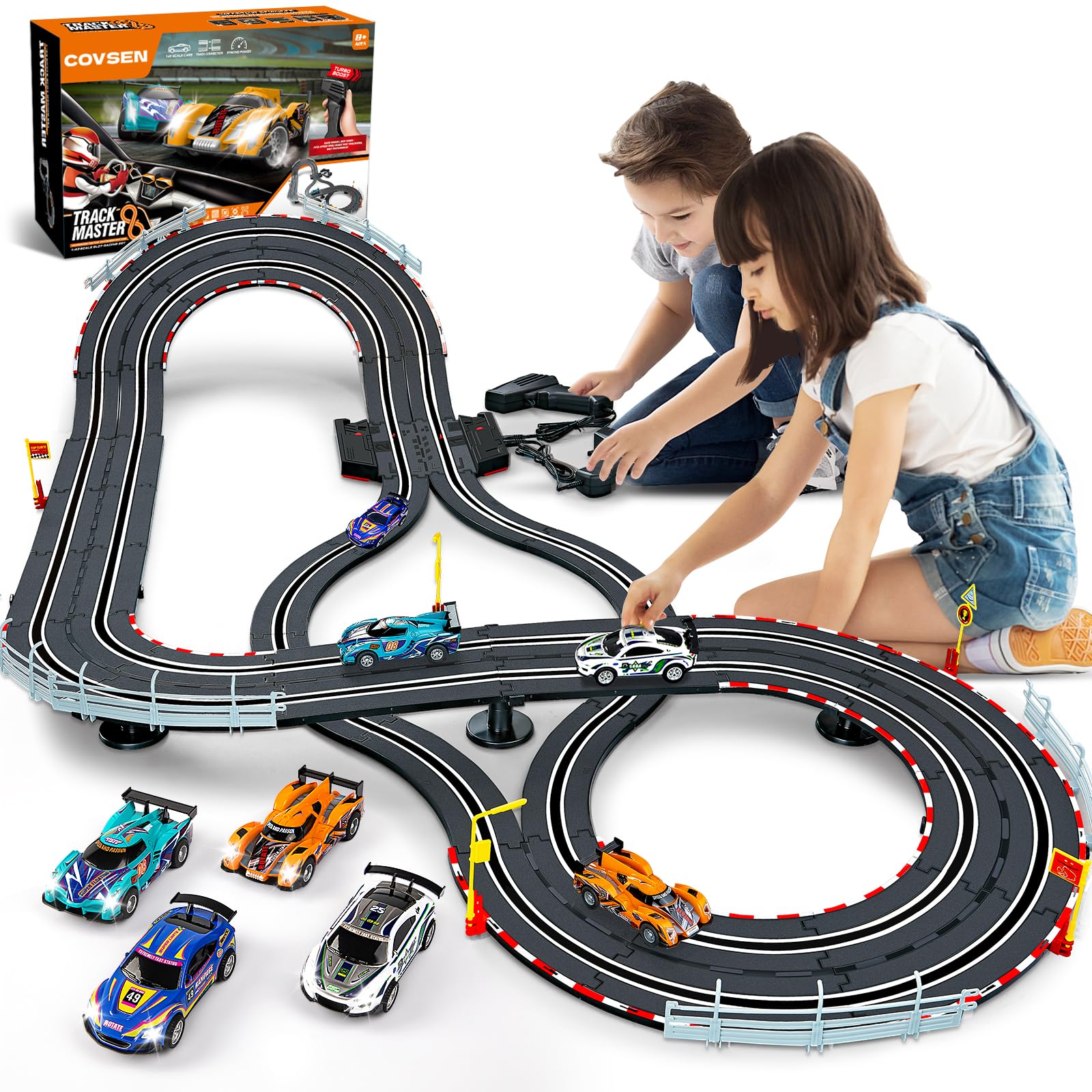 Photo 1 of Slot Car Race Track Sets - Electric Race Car Track for Kids - RC Race Track with 4 Slot Cars, Dual Racing Track 2 Hand Controller Birthday Gift for Kids 8-12 Year Old Boys