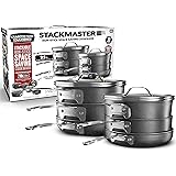 GRANITESTONE Stack Master 10 Piece Cookware Set, Triple Layer Nonstick Granite Stone with Diamond infused Coating, Dishwasher