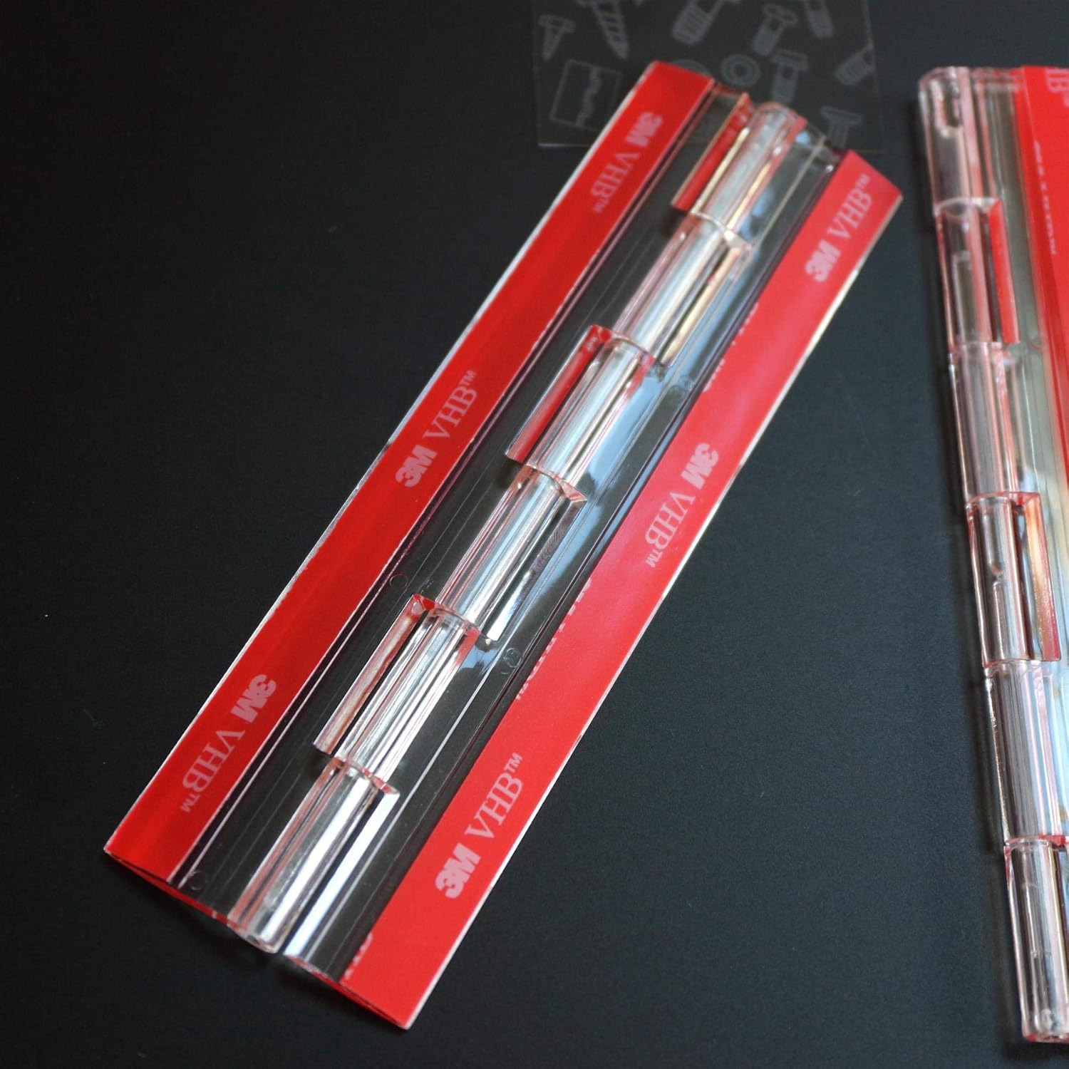 4X Acrylic Piano Hinges - No Glue Required. Transparent Clear Plastic 150mm