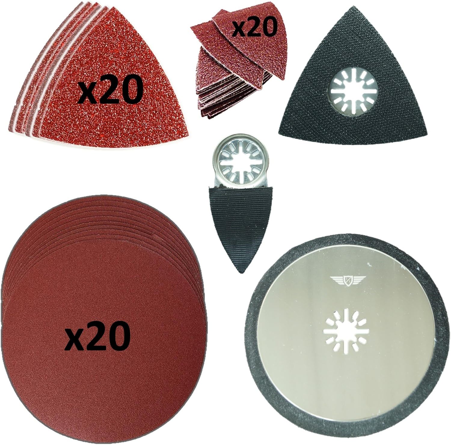 63 x TopsTools UNKA63SKA Sanding Kit Compatible with Bosch Fein (Non-StarLock) Makita Milwaukee Einhell Ergotools Hitachi Parkside Ryobi Worx Workzone Multitool Multi Tool Accessories