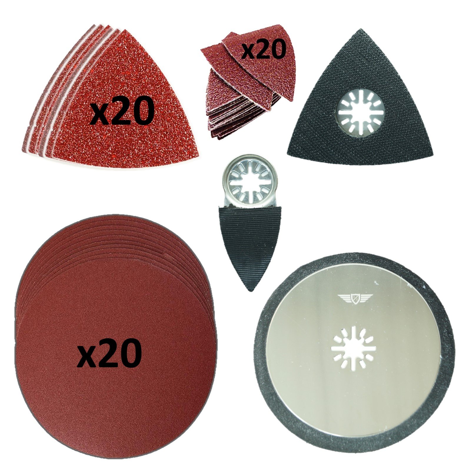 63 x TopsTools UNKA63SKA Sanding Kit Compatible with Bosch Fein (Non-StarLock) Makita Milwaukee Einhell Ergotools Hitachi Parkside Ryobi Worx Workzone Multitool Multi Tool Accessories
