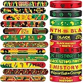 48 PCS Happy Black History Month Party Favors Slap Bracelets for Silicone Wristbands for Birthday Party Supplies Classroom Prizes American Freedom Day Patriotic Party Decorations Gift Bag Fillers
