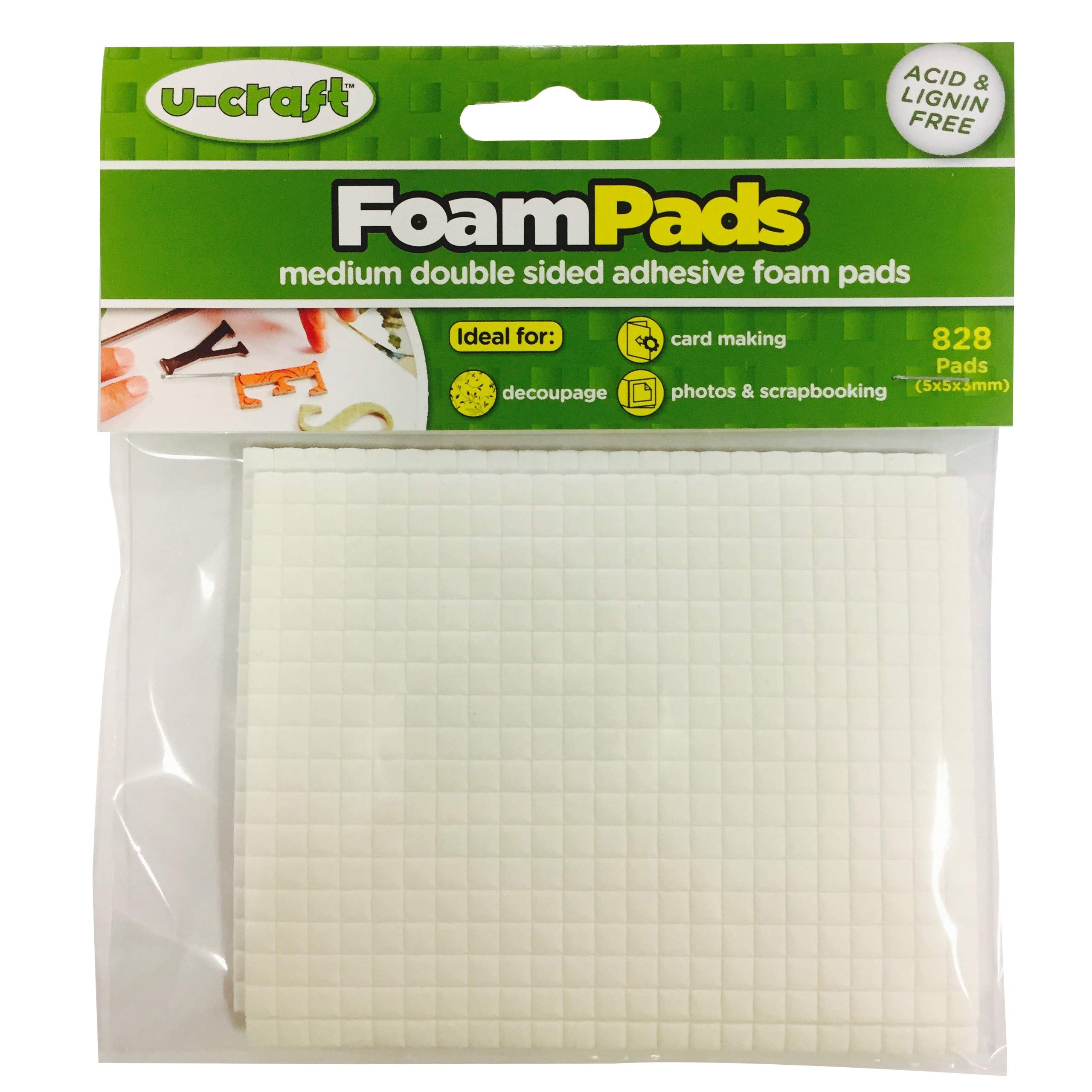 KLEBESHOP24 U-Craft 3D Adhesive Pads 5x5x3mm (Pack of 828)