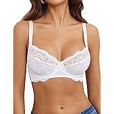 Avidlove Women's Sexy Lace Bra Mesh Balconette Underwire Unlined Everyday Bra Lingerie