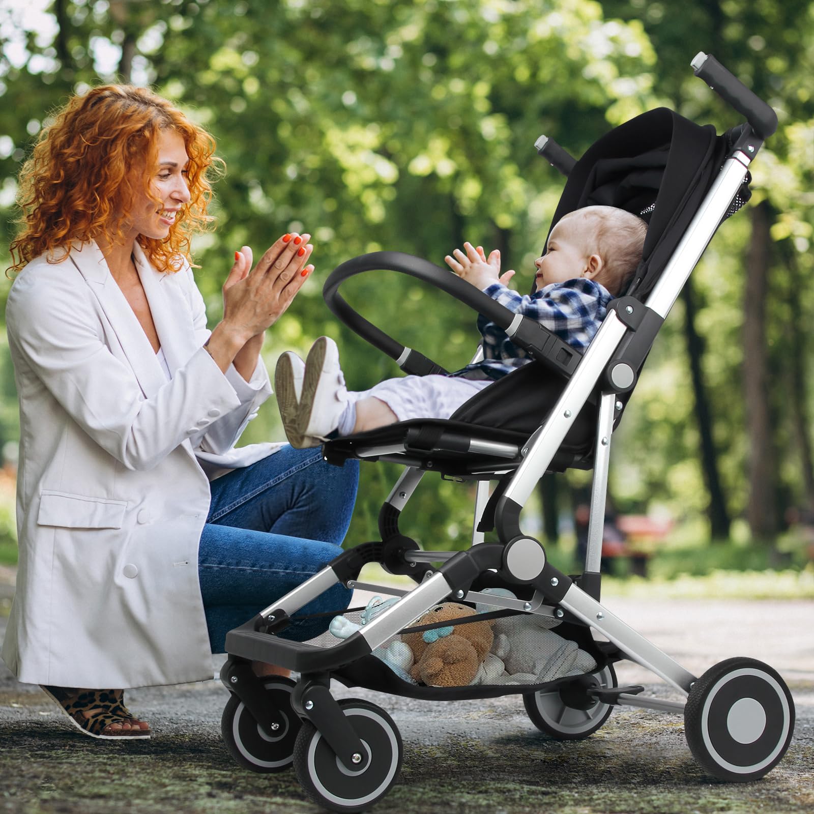 Travel Stroller for Airplane Ultra Compact Umbrella Stroller One-Handed Folding Design Overhead Friendly Lightweight Aluminum Alloy Frame