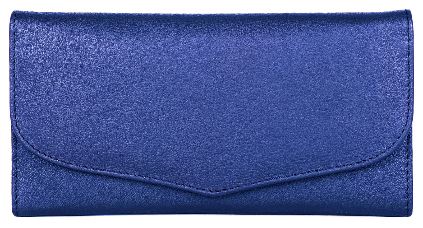 J. Wilson London Ladies RFID Safe Designer Soft Leather Purse Card Women Clutch Wallet with Zip Pocket Gift Boxed (Royal Blue)