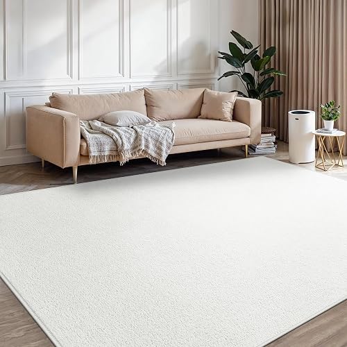 BEIMO Washable Rugs Living Room 120X160CM, Creme Area Rugs for Bedroom Non Sheeding, Large Anti Slip Low Pile Carpet Modern Fluffy Shaggy Rug for Dining Room, Kids Bedroom