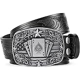 SANSTHS Western Cowboy Belts for Men Women, Mens Western Belt Bull Buckle Country Belt Cowboy Leather Belt for Jeans