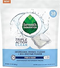 Seventh Generation Triple Action Clean Dishwasher Detergent Packs 1 pack Free & Clear For de-greasing and cleaning even the t