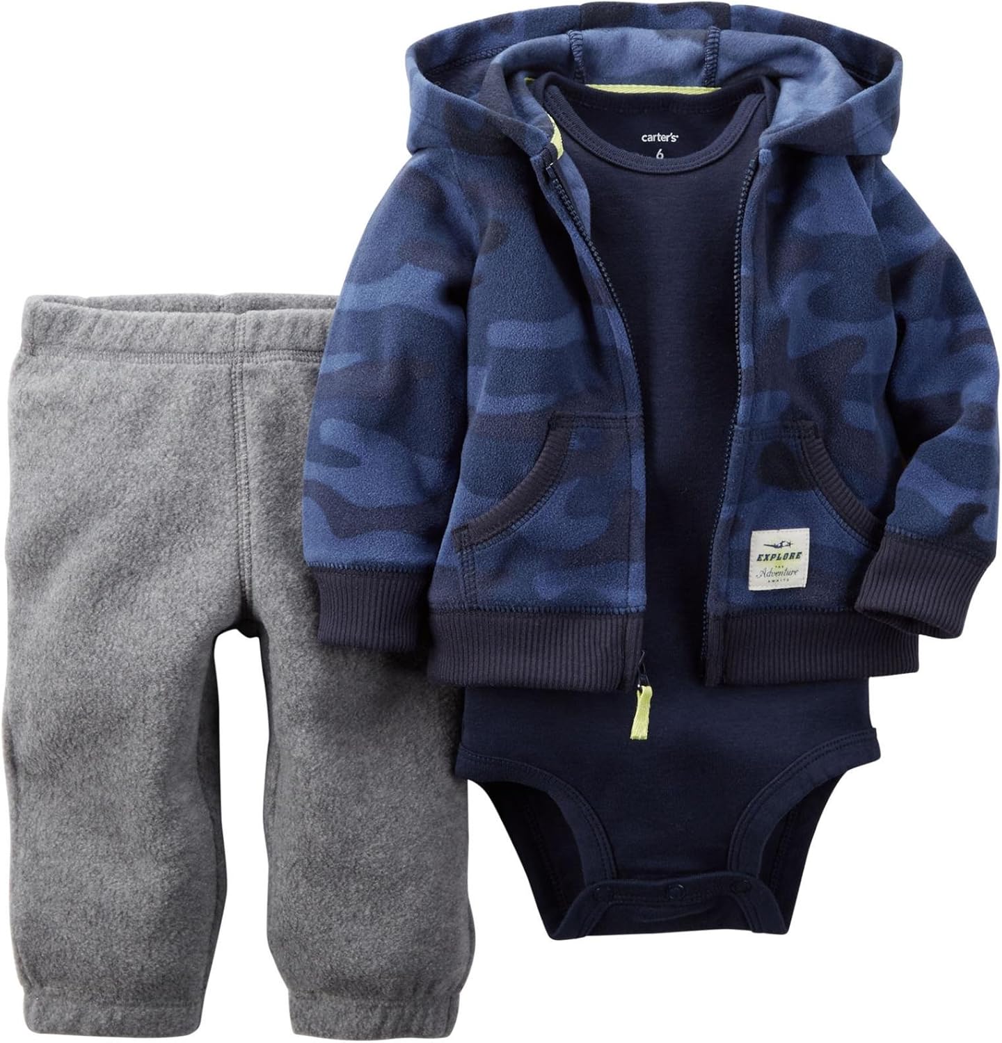 Carter's Baby Boys' 3 Piece Cardigan Set Blue/Grey Camo 12 Months