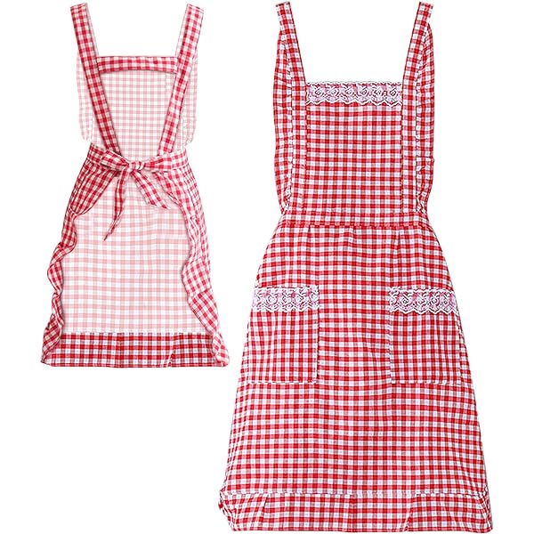 Amazon.com: Vyooxcy Women Vintage Apron, Red and White Gingham 100