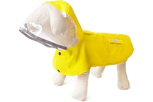 MAMORE Dog Raincoat,Waterproof Rain Poncho with Hoodie, High Reflective Adjustable Pet Rain Jacket with Leash Hole for Small Medium and Large Dogs (Yellow, Medium)