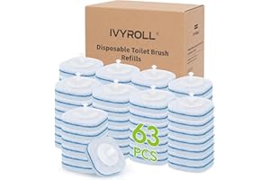IVYROLL Toilet Bowl Cleaner Wand Refills Compatible with CLOROX, 63PCS Disposable Toilet Brush Refills, Replacement Heads for Toilet Cleaning System