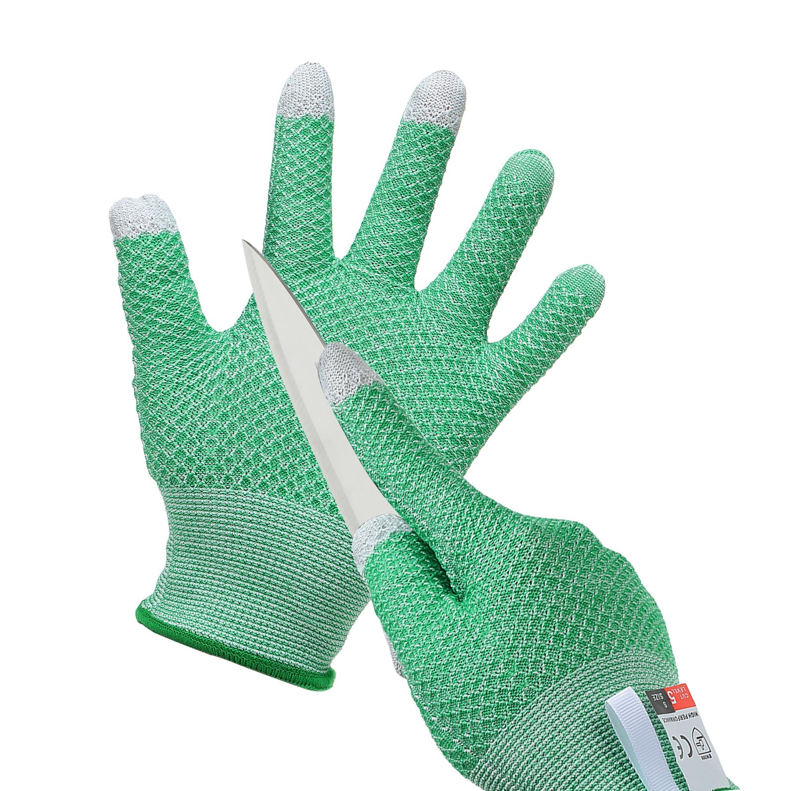 PATIKIL Cut Resistant Gloves, Touchscreen Level 5 Protection Cutting Gloves Anti Cut Kitchen Work Glove for Mandolin Slicing Oyster Shucking Whittling Wood Carving, Green, X-Large