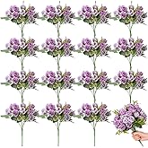Zeyune 16 Bunches 12 Inch Artificial Mini Rose Bouquet 160 Heads Bridal Flower Bouquets Fake Silk Rose Bulk for Valentine's Day Wedding Bridal Shower Home Office Garden(Purple and Light Purple)
