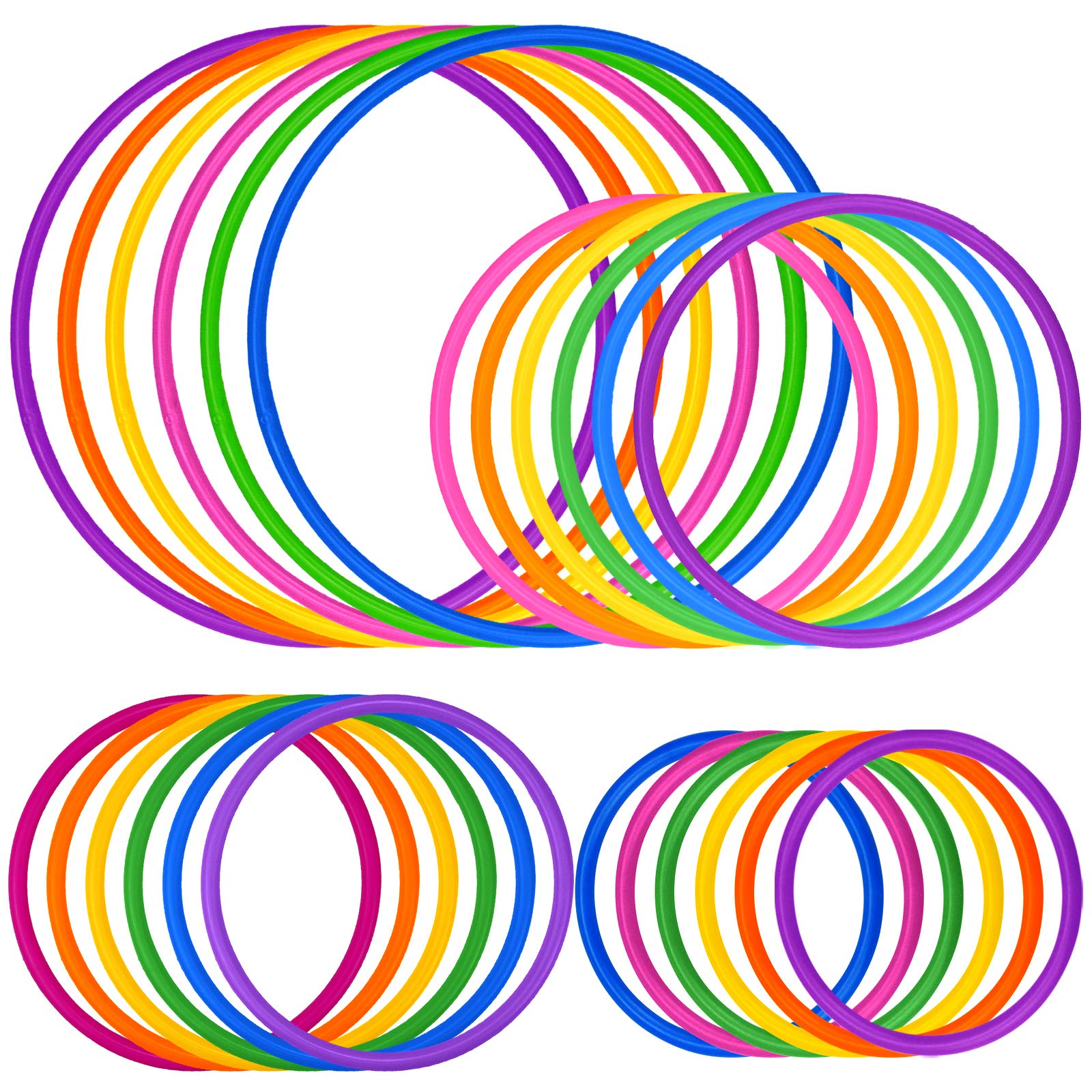 Photo 1 of Topbuti 24 Pcs Multicolor Plastic Toss Rings Ring Toss Game Carnival Rings for Speed and Agility Practice Games, Garden Backyard Outdoor Games, Bridal Shower Game, Game Booth (4 Sizes)