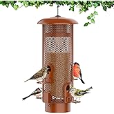 Metal Squirrel Proof Bird Feeder,Bird Feeders for Outdoors,Weight Activated Squirrel Proof Wild Bird Feeders with Finch Cardinal Chickadee,Large Capacity,Weatherproof and Durable,Reddish Brown