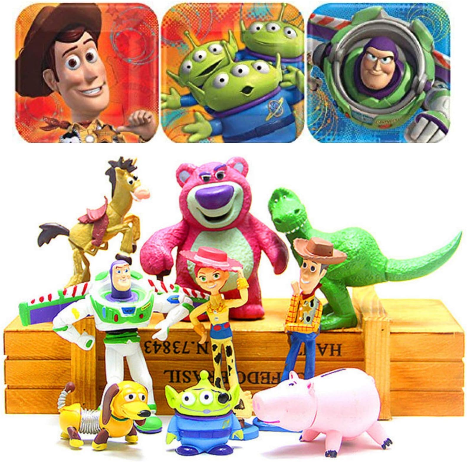 ToysOutletUSA Toy Story Figures Play Set Collectible 9 Pcs Size 4 to 8 cm + 1 Bonus Stickers - Ideal Cupcake Toppers Party Favors Decorations