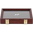 Two Timbers Extra Small Display Case Made in USA with Cherry Finish, Wood Box with Glass Top, Arrowheads, Knives, Rocks, Pins, Collectibles, Collections, Medals, Military Coins 4h, Keepsakes