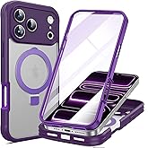 RIASOLIN for iPhone 17 Pro Case with Invisible Magnetic Stand, Compatible with Mag-Safe Military-Grade Protection with Built-in Screen Protector, Shockproof Phone Case for Women Men, Purple