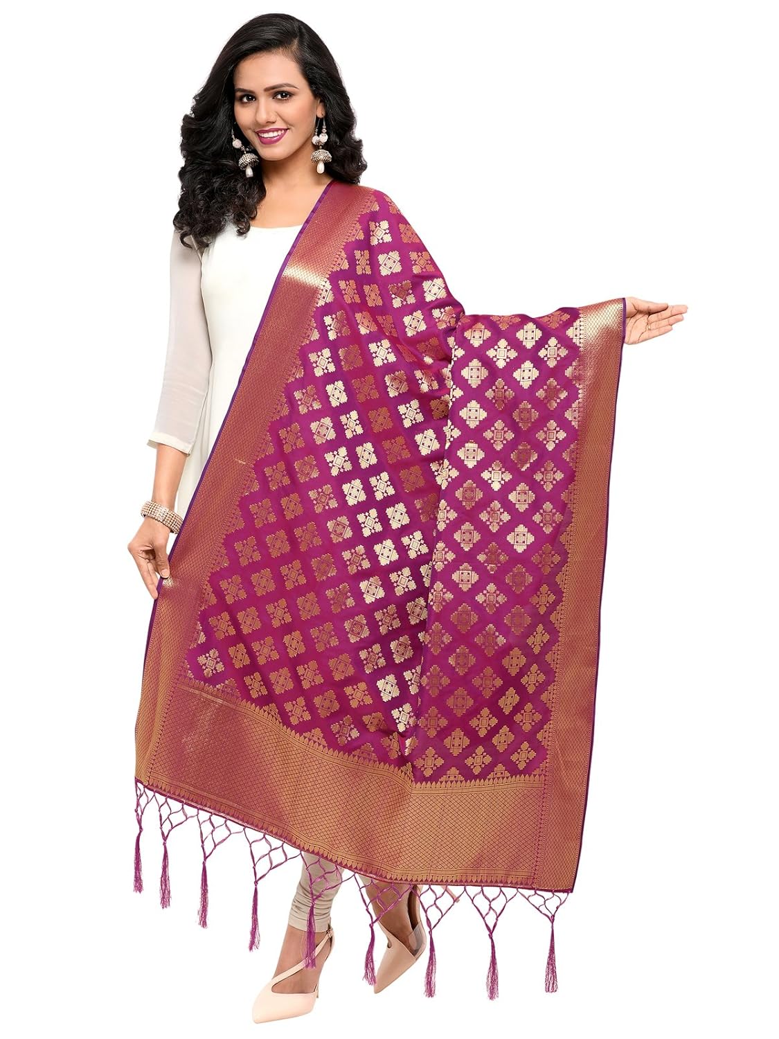 kanchnar women's silk banarasi dupatta