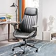 ovios Home Office Chair, Ergonomic Chair with Deep Seat and High Back, Comfy Suede Leather Computer Chair for Executive, Dark Grey