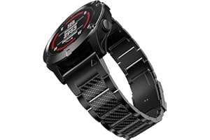 Baihui Band Compatible with Fenix 8 51mm/ Fenix 7X/ Fenix 6X Band, 26mm Carbon Fiber Titanium Metal Band Quick Fit Replacement Strap for Garmin Fenix 7X/ 6X Pro/ 5X/ 5X Plus/Enduro 3/tactix 7 Bands, Black