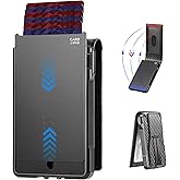 Wikabex Wallet for Men, Ultra Slim Credit Card Holder 10-12 Cards, RFID Blocking with Money Clip & ID Window, Compact Front Pocket Minimalist Bifold Wallet, Metal Aluminum Card Case, Gift for Men