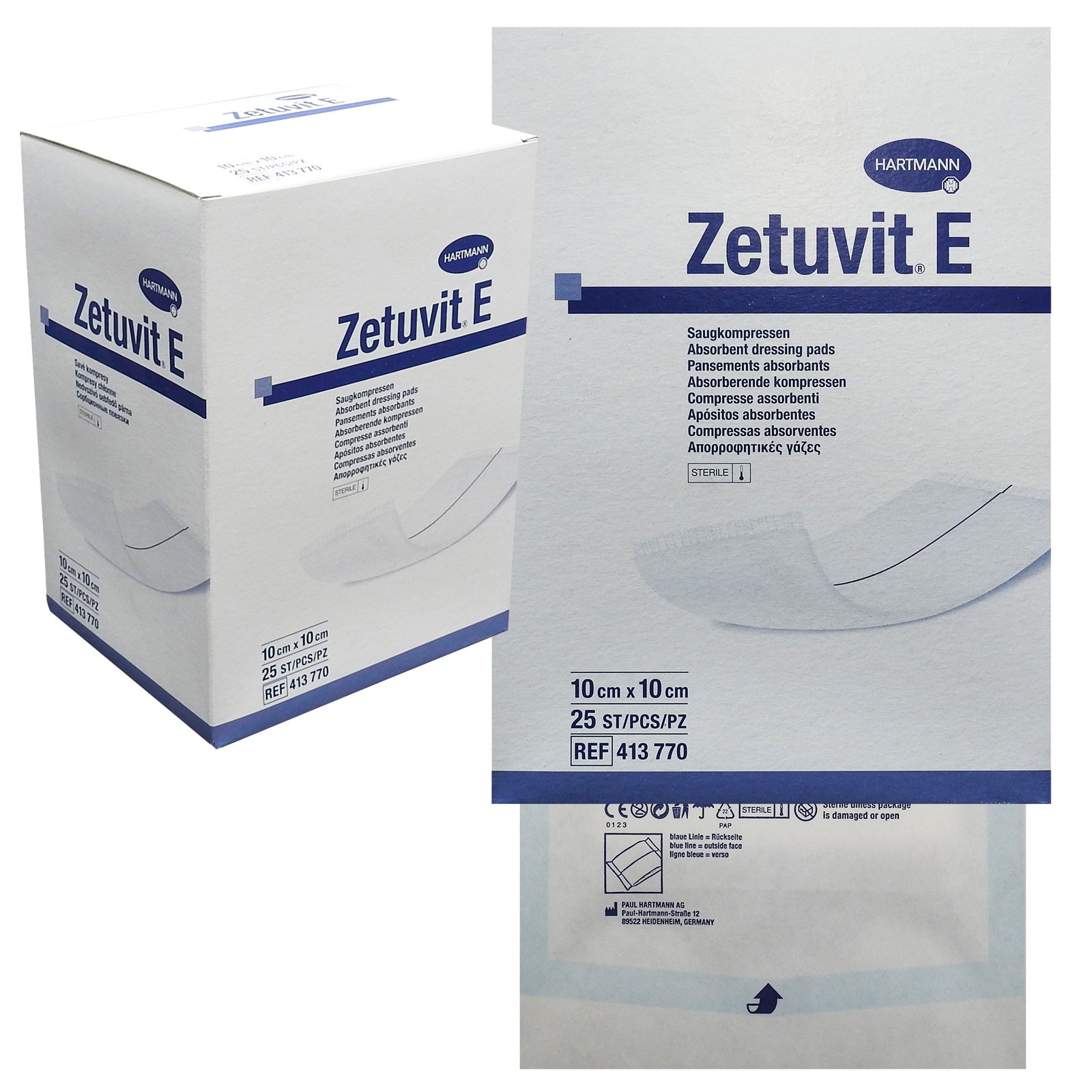 Zetuvit E Sterile Absorbent Wound Dressing Pad 10cm x 10cm (x25)