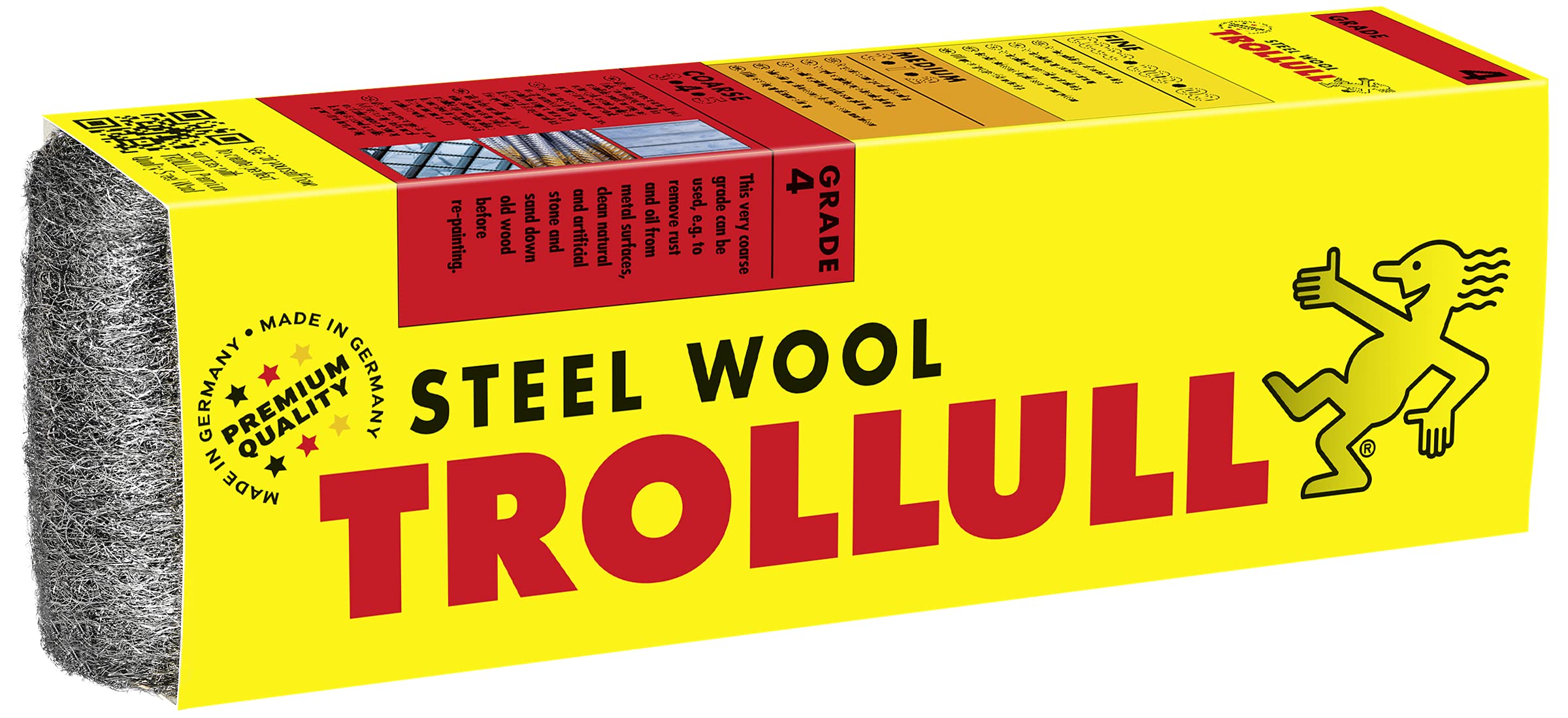 TROLLULL Steel Wool | Wire Wool 200g coarse 4 can be used to remove oil and grease from metal, clean natural stone, artificial stone, and sand old wood