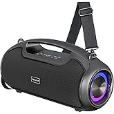 VUOPAX Portable Bluetooth Speakers Wireless Upgrade, 200W Peak Loud Sound/Deep Bass for Party, IP65 Waterproof Outdoor Speaker w/ 2*Subwoofer/2*Tweeter/DSP/Bass Boost/TWS/TF/USB/AUX, 24H Playtime