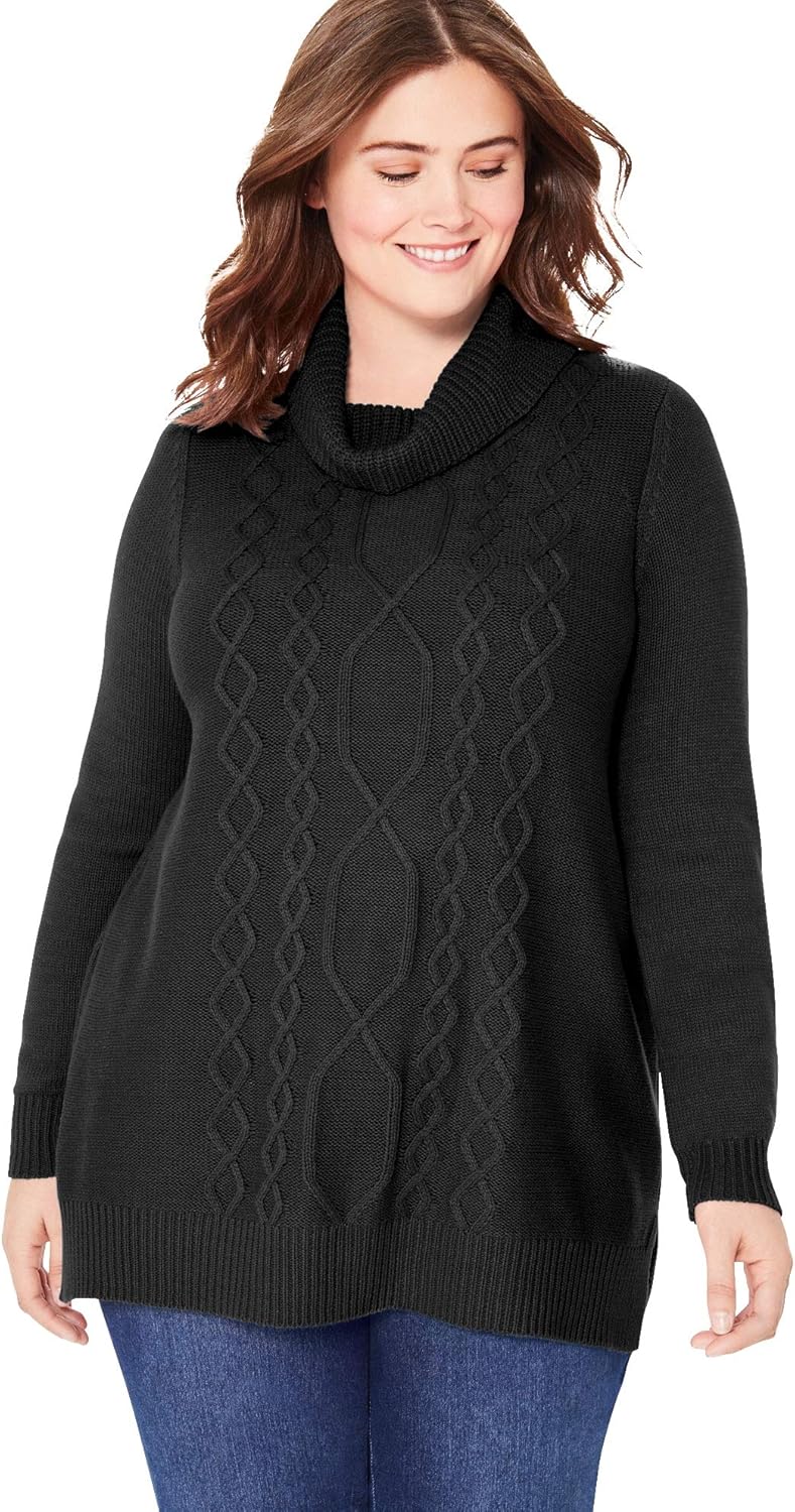 plus size cable knit turtleneck sweater