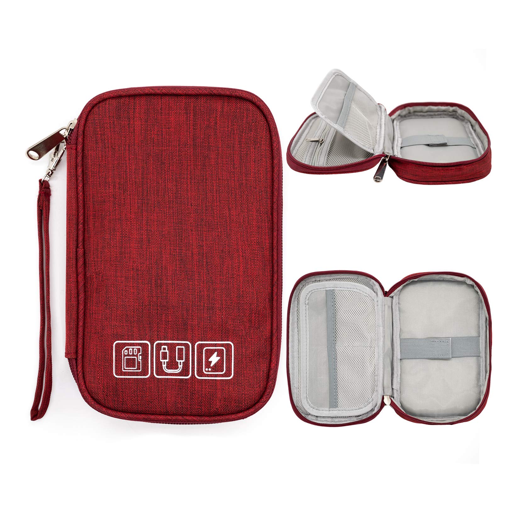 Ruyosn Waterproof Cable Organizer Small Hard Drive Pocket Electronic Pocket Electrical Organizer Cable Bag Electronics Accessories Cable Organizer Red