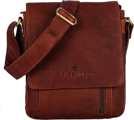 Amazon Finelaer メンズ ヴィンテージ レザー クロスボディ ショルダーバッグ Finelaer 斜めかけバッグ