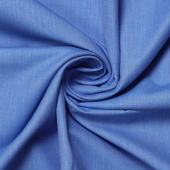 Uniform Sarees Corp Mens Cotton Plain Unstitched 2.5 m Shirt Fabric (Blue, Free Size)