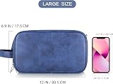 Elviros Water-Resistant PU Leather Toiletry Bag Men Large Shaving Dopp Kit Blue view 6